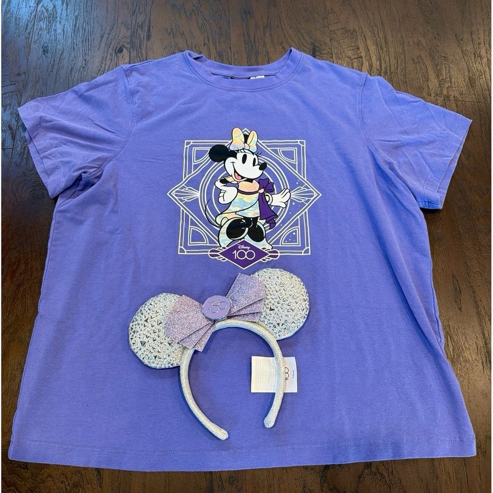 Disney 100 Years of Wonder Purple Shirt & Merch Bundle Anniversary Collection